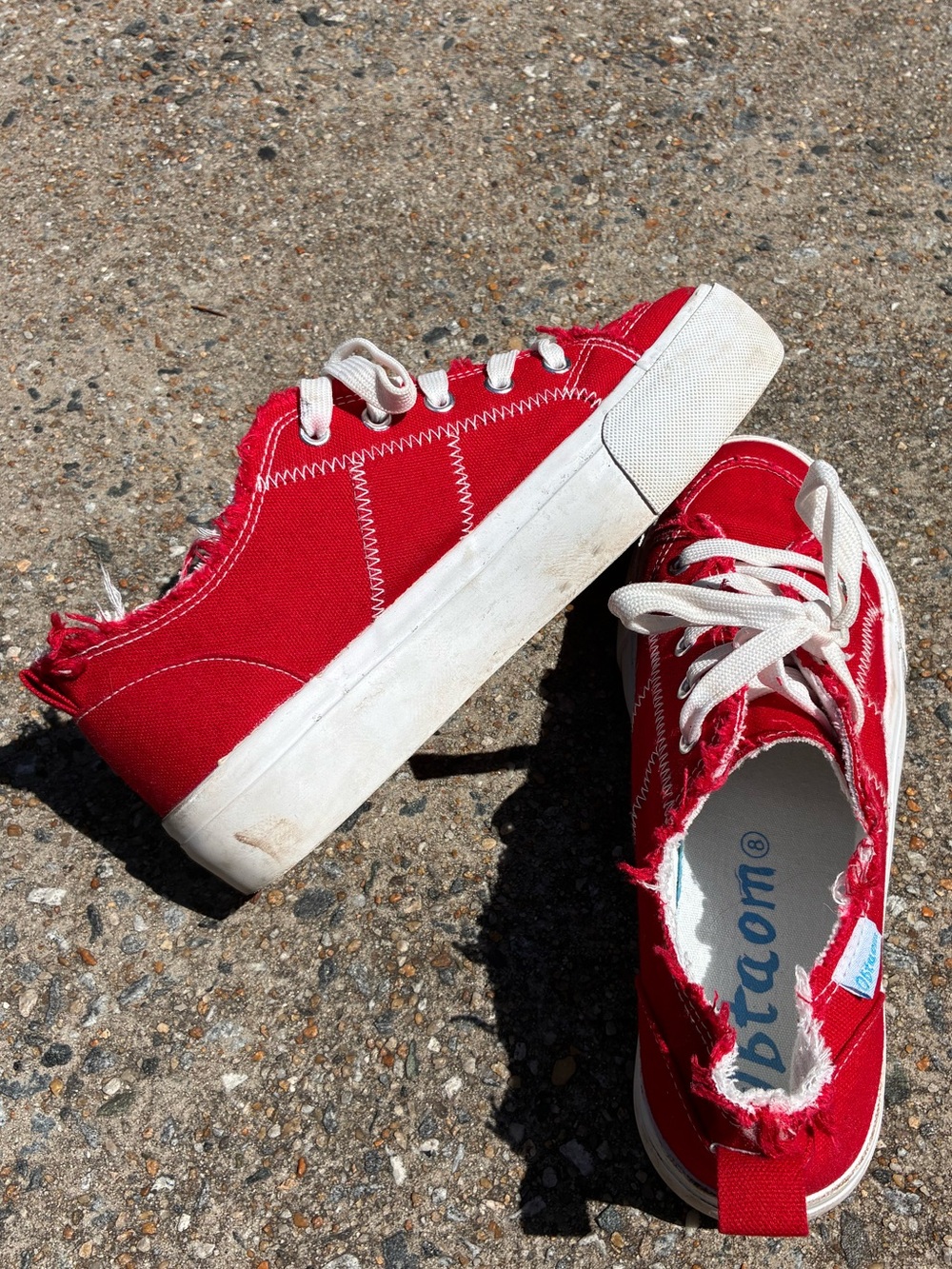Red Canvas Platform Sneakers
